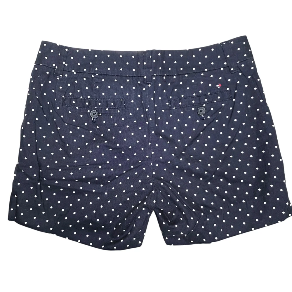 TOMMY HILFIGER Womens Sz 4 Navy Blue Polka Dot Casual Shorts